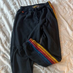 Aviator Nation Black sweatpants  with Multicolor Stripes